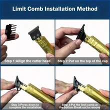 Cortadora de pelo profesional para hombres, recortadora inalámbrica con hoja en forma de T y grabado de dragón, máquina de corte de cabello y barba recargable por USB, 4 peines guía, herramienta de barbería silenciosa para uso doméstico y salón - Multicolor - Ver 8