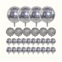 5 Peças Balões Bola de Discoteca Prateada, Balões Espelhados Metálicos de Discoteca, Decorações de Festa de Discoteca dos Anos 70 e 80, Decoração de Cenário, Decoração de Quarto, Suprimentos para Festa de Aniversário, Decorações de Festa de Ano Novo, Decorações de Casamento - Multicolorido - Visão 3