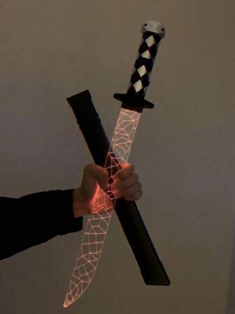 Sprucken Samurai Lysande 7-färgad Akrylklinga med Slida COS Övningssvärd, Lasersvärd, Fluorescerande Pinne, Självlysande Leksak, Batteri ingår ej, Icke-farligt, Svärd, Laser