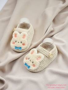 1 Pair Infant Slippers, Rabbit Pattern, White And Beige, Soft Non-Slip Soles, Infant Shoes - Beige - View 8