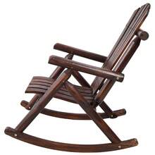 Large Wooden Porch Rocking Chair With Wide Seat And High Back, Soft High-Back Rocking Chairs For Outdoor And Indoor Use, Light Gray Color AWGT - Brown + Wood - View 5