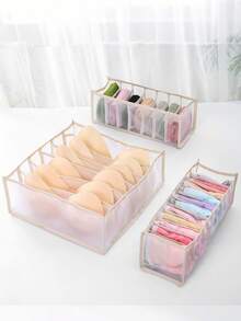 1pc/3pcs Foldable Wardrobe Storage Bag - Plaid Underwear Storage Bag - Multi-Size Nylon Drawer Divider, Suitable For Underwear, Socks And Ties, Minimalist And Fashionable - Black - View 5