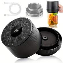1pc Automatic Electric Mason Jar Vacuum Sealer, One-Button Operation, Leak-Proof Sealing, Suitable For Regular And Wide-Mouth Containers, For Sealed Storage, Kitchen Tool. - Black - View 1