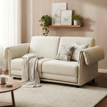 Futon Sofa Beds, 75''Convertible Sofa Beds With Pullout Couch, Queen Sleeper Sofa Loveseat For Living Room Apartment Bedroom - 米色 - 查看 5