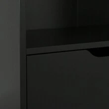 Ecommerc3 MOBLEKIT | Modular Wooden Shelves With Different Compartments And Door Options, Bookcases And Storage Furniture For Bedroom, Kitchen Or Entryway - Black - 4 Levels + Doors | 59*29*120cm - View 7