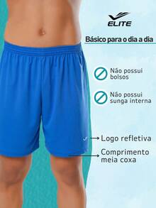Kit 2 Basic Men's Bermuda Shorts For Football Academy In Polyester Elite Original Father's Day Dad - Royal Blue and Petrol Blue - View 7