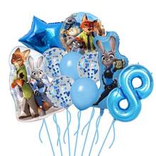 10 Peças Conjunto de Balões Azuis para 1st Aniversário: Material de Alumínio Metalizado + Látex Dupla Camada, Estilo Cartoon Legal! Inclui Balões Numéricos Azuis Brilhantes "1-9", Balões em Formato de Nick e Judy + Bolas Decorativas com Glitter, Tons de Azul Claro Reproduzindo Imagens dos Personagens, Vívido e Atraente. - Multicolorido - Visão 17
