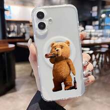 Ted Drinking Beer Fun Element-Design Phone Case, Suitable For IPhone Models 16, 15, 14 Pro Max, 13, 12, 11, XR, XS Plus Phone Cases, Made Of TPU Silicone Material, Providing Shock And Drop Protection, With Drop Protection Function, And Has A Very Good Hand Feel. It Is The Most Suitable Gift For Family, Friends, And Loved Ones. - Trong sáng - Xem 2