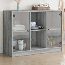 Larryhot Aparador madera de ingeniería gris Sonoma 102x37x75,5 cm, Robusto y duradero, fácil de montar, una opción ideal para la decoración del hogar - Gris - Ver 1