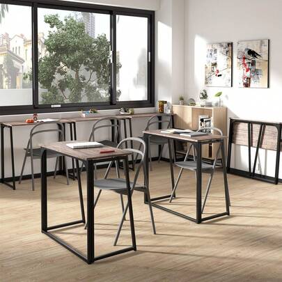 HOMEMAKE Furniture Escritorio de Computadora Plegable Se Puede Usar para Oficina Ahorro de Espacio de Estudio 80 x 40 x 74cm Nuez