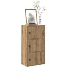 Libreria vidaXL in legno composito di rovere artigianale, 40x24x77 cm - Castano - Visualizzare 1