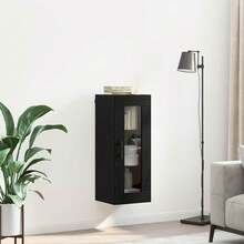 Mobiletto a muro vidaXL, effetto rovere nero, 34,5 x 34 x 90 cm - nero - Visualizzare 4