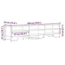 Meuble TV vidaXL, aspect chêne brun, 180 x 34 x 41 cm, matériau à base de bois - Tabac - Voir 9