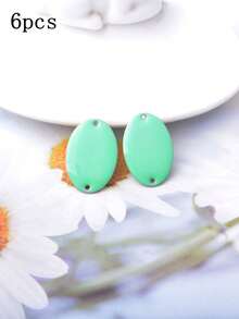 6 piezas de conectores ovalados de cobre con esmalte de doble cara, dijes geométricos de esmalte colorido para accesorios de joyería DIY - oval - Ver 18