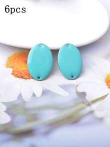 6 piezas de conectores ovalados de cobre con esmalte de doble cara, dijes geométricos de esmalte colorido para accesorios de joyería DIY - oval - Ver 20