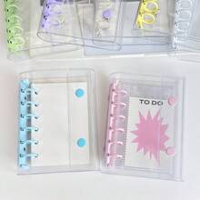 1个M5/A7/A6透明活页夹，3D贴纸书，剪贴簿，贴纸相册，透明内页，大容量便携式活页笔记本，日记本，计划本，剪贴簿，适合制作贴纸书 - 彩色 - 查看 3