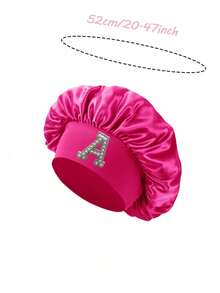 1pc A-Z Letter Baby Sleeping Cap, Suitable For 3-8 Years Old Children, Can Be Used As Sleeping Hat, Suitable For Curly Hair Girls, Satin Sleeping Cap, Suitable For Teenagers And Toddlers - Hot Pink - View 11
