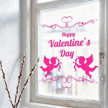 1pc Valentine's Day Angel Archer Glass Sticker, Window Decoration, Holiday Decor, Creative Removable Home Decor, Window Display, Holiday Decoration Home Decor, Give Your Life A Fresh Look, Holiday Decor Stickers, Birthday & Graduation Gifts - Multicolor - View 5