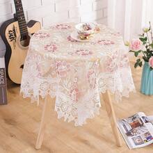 Retro Round Lace Tablecloth 36 Inch Embroidered Table Cover Decorative Dining Doily For Wedding & Cafe, White With Pink Flora,WhiteWithPinkFlora(36Inch) - 白色搭配粉紅色花卉圖案(36吋) - 查看 1