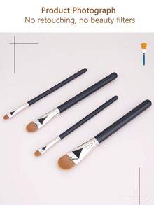 4支/套升级版扁平圆形超薄遮瑕粉底化妆刷，4种不同尺寸的超薄化妆刷，适用于专业液体粉底和遮瑕修容，便携式多功能面部化妆刷：粉底刷、修容刷、散粉刷、腮红刷，男女皆宜 - 彩色 - 查看 5