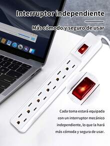 6 piezas Extension Multicontacto Regleta 6 Enchufes,Tira de alimentación de Cable duradera, enchufe Universal estándar americano, convertidor de enchufe multitap,resistente y adecuada para el hogar y la oficina. - 6 piezas - Ver 3