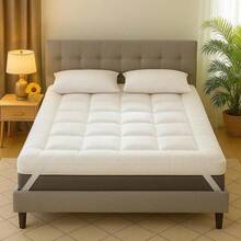 4 Inch 10CM Bounce Back Mattress Topper - Extra Deep Flat Weave Hotel Quality Soft Cover For Double Bed - White - View 8