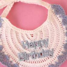 Adjustable Knitted "Happy Birthday" Embroidered Pet Birthday Party Scarf, Suitable For Cats And Dogs - Beige - View 11