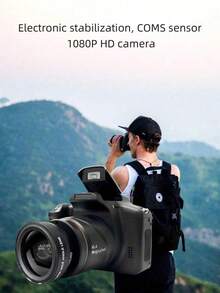 1600万像素数码相机，支持1080P高清视频录制，16倍光学变焦，数码防抖，配备2.4英寸可拆卸镜头，家用摄像机 - 黑色