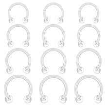 CIZME Khuyên mũi/môi/tai hình móng ngựa trong suốt 16G, khuyên mũi septum bằng nhựa, nút bịt tai Bioflex Acrylic, khuyên hình móng ngựa có tạ, thích hợp cho công việc và trường học, kích thước 6mm-12mm - Trong sáng - Xem 2