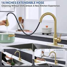 Gold Kitchen Faucet, Brass Kitchen Faucet With Pull Down Sprayer, Single Hole Stainless Steel Brushed Gold Faucet For 3 Hole Kitchen Sink Gooseneck For Commercial Modern Camper RV Farmhouse Bar Sink - Brushed Gold - View 6