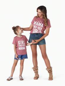 Mommy And Me Short-Sleeve Letter Print Tee - Watermelon Pink - View 2
