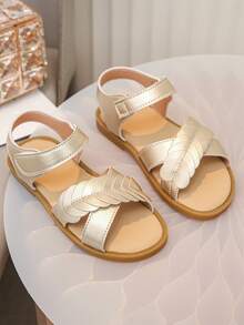 Cute Girls' Flat Sandals With Hook And Loop Strap Perfect For Christmas Gift