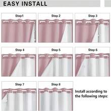 Simplebrand 100% Blackout Curtain Liner For Bedroom, Thermal Insulated Blackout Liners For 63 Inch Behind Curtains, 2 Liners Per Set With 14 Pieces Rings, Each 40" W X 58" L, Greyish White - ColorE - View 6