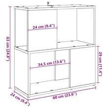Étagère vidaXL, aspect bois recyclé, 60 x 24 x 63 cm, bois d'ingénierie - Tabac - Voir 9