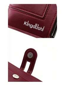 YUQING Cartera Plegable Con Doble Cremallera, Ranuras Para Tarjetas Y Monedero #C113-2 - Rojo - Ver 7