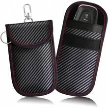 2 Pack Faraday Bags For Key Fob Cell Phone, 8.3x4.3in Faraday Pouch Car Keys RFID Signal Blocking Holder, Waterproof Keyless Entry Blocker Protector, Anti-Theft Security Cage Case, Carbon Fiber - 小的 - 查看 1