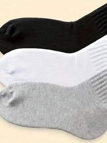 Conjunto com 3 pares de meias casuais, meias femininas até a coxa e meias macias e elásticas. - Multicolorido - Ver 5