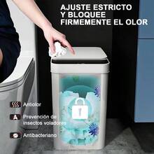 Popular Cubo De Basura Automático Con Sensor 12L Cubo de Basura Inteligente con Tapa Eléctrica Botes de Basura para Baño para Adecuado para Sala de Oficina Sala Retrete - Blanco - Ver 3