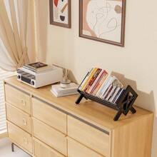 Desktop Bookshe  Organizer, Wood Office Tabletop Book Storage Rack, Tilting Bookcase For Books/CDS - - - Magazine Display (Pure Black),PureBlack - 純黑 - 查看 8