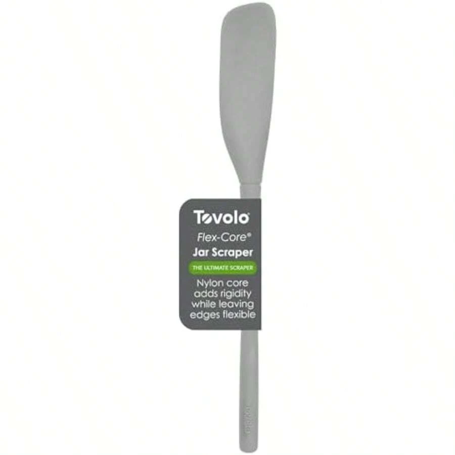 Tovolo Flex-Core - Espátula de silicona para tarro – Espátula de goma de mango largo con cabeza en ángulo para recoger y raspar, espátulas resistentes calor para uso en cocina, apto para lavaplatos(Jar Scraper Gris (Oyster Gray)) - Multicolor - Ver 1