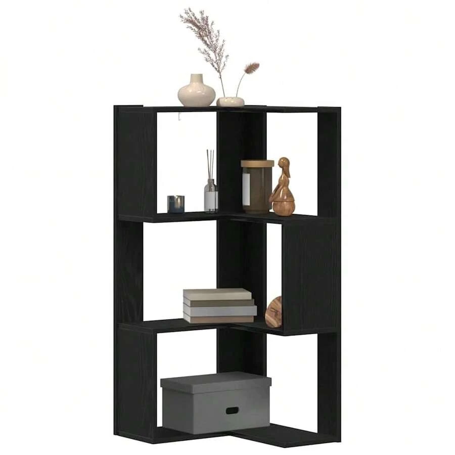 Étagère d'angle vidaXL Chêne noir 50 x 50 x 102 cm Matériau à base de bois - Noir - Voir 1