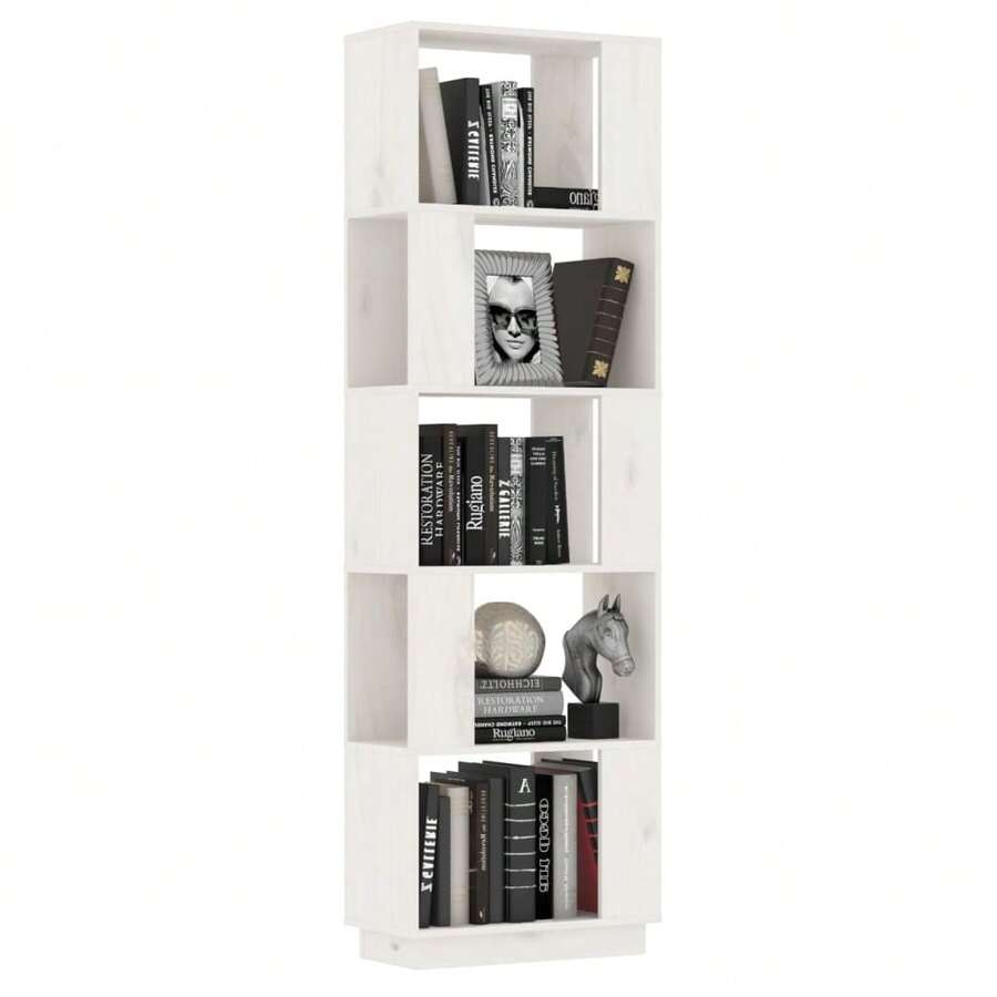 Étagère/séparateur de pièce vidaXL Blanc 51 x 25 x 163,5 cm en pin massif - Blanc - Voir 1