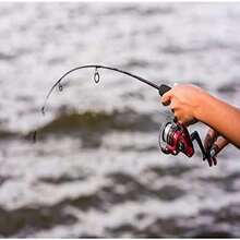 Fishing Combo with Spinning Reel and Dock Runner Fishing Rod for Dock Fishing - Rojo/Negro - Ver 8