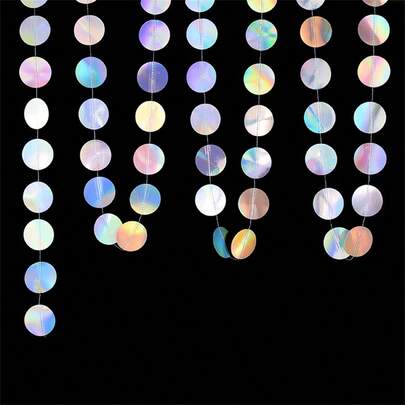 Laser Mirror Paper Star Dot Garland For Wedding 1st Birthday Party Decoration Christmas Hanging Banner Supplies