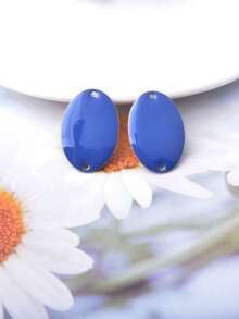 6 piezas de conectores ovalados de cobre con esmalte de doble cara, dijes geométricos de esmalte colorido para accesorios de joyería DIY - oval - Ver 8
