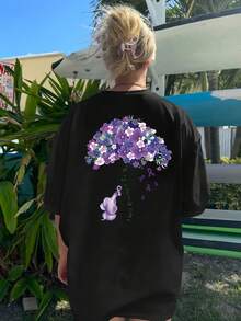 1pc camiseta para mujeres y hombres, conjunto de pareja, tela transpirable, unisex, cuello redondo, manga corta, longitud regular - Negro - Ver 4