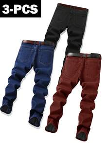 3-Pack Of Men's Versatile Slim-Fit Stretch Casual Jeans, A Great Gift For Husbands Or Boyfriends. - Nhiều màu - Xem 2
