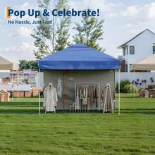 Huisuilinss Canopy Tent,Pop Up Canopy With 4 Sidewalls,10x10Ft Instant Canopy Tent,Portable Gazebo,Easy Set-up Sun Shelter With 4PCS Sidewalls,4 Sandbags For Camping Patio Backyard Beach Outdoor Activities - Azul - Ver 2
