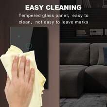 1/2/3/4位超薄9mm智能触控钢化玻璃面板WiFi+BLE墙壁开关，现代简约黑白方形设计，无需重新布线安装，支持语音和App远程定时控制，适用于全屋智能家居系统