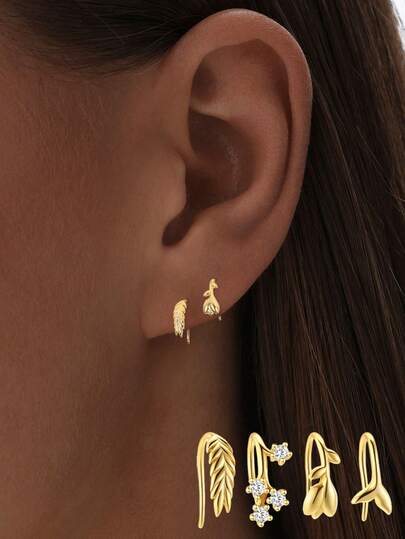 1 Bộ khuyên tai kẹp hình chữ C bằng bạc sterling 925 mới, họa tiết hoa và tua rua, trang trí đá quý, kiểu dáng bán chạy theo xu hướng Châu Âu và Mỹ dành cho nữ.